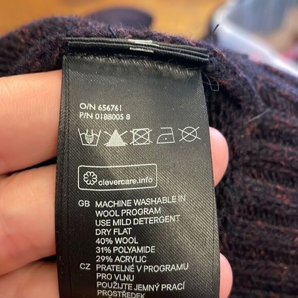 H&M Cardigan Sweater Double Breasted Wool blend purple size Small - Picture 7 of 9